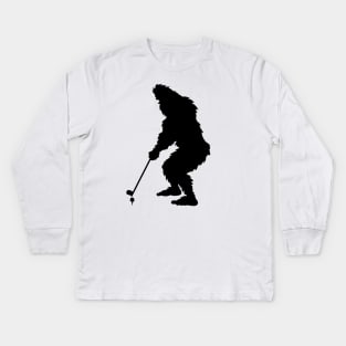 Bigfoot Playing Golf Kids Long Sleeve T-Shirt